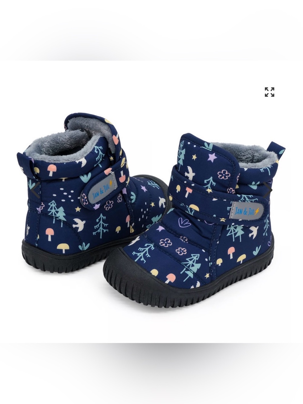Jan & Jul Toddler Insulated Ankle Boots in Navy Forest Print